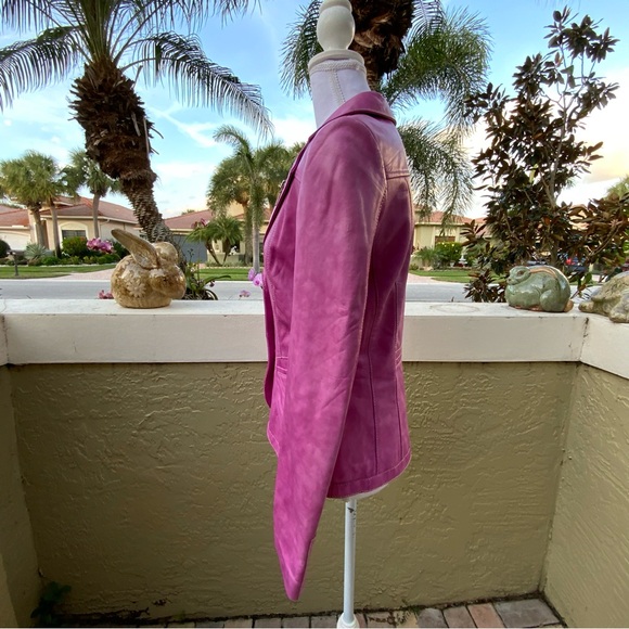 Genuine leather Danier Women's Pink Blazer - Picture 3 of 12